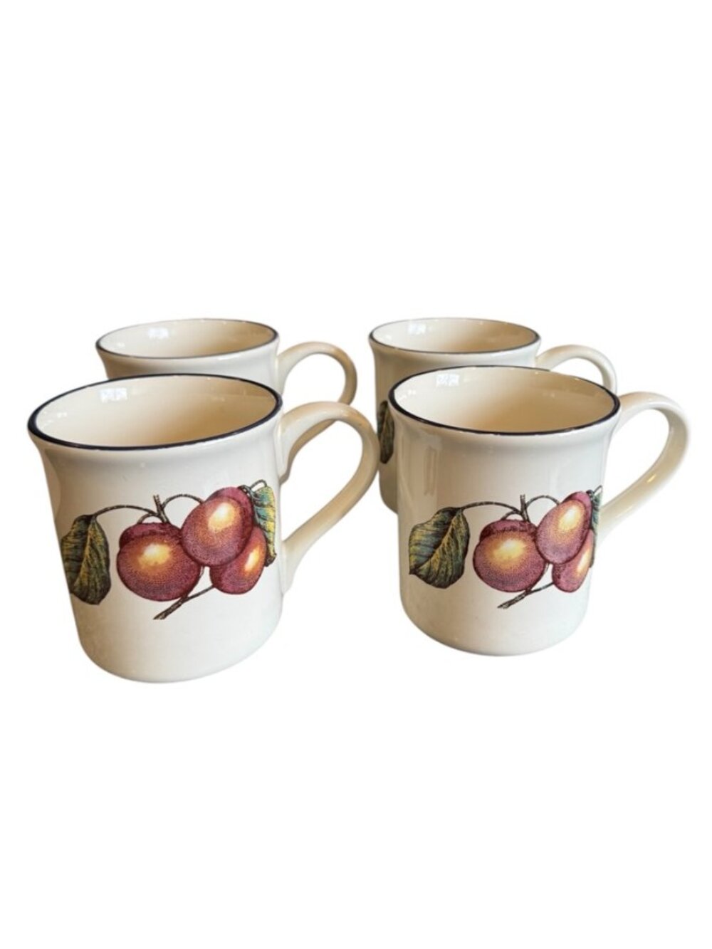 Pier 1 Autumn Fayre Macintosh Apple Mugs Set of 4 Staffordshire Fall EUC